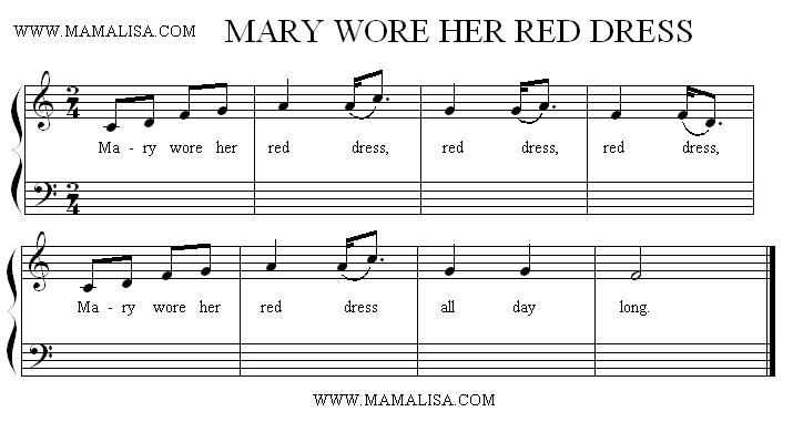 Sheet Music - Mary Wore Her Red Dress