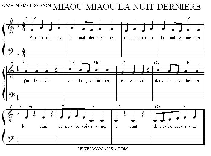 Miaou, miaou, la nuit dernière - French Children's Songs - France