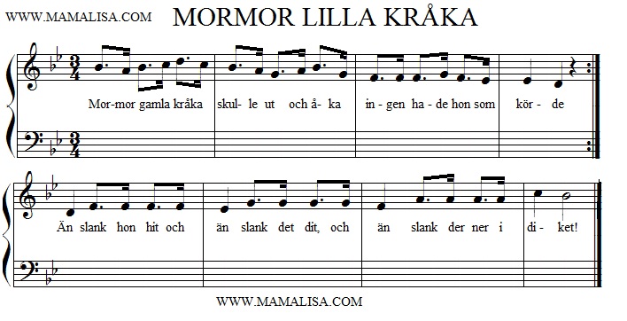 Sheet Music - Mormors lilla kråka