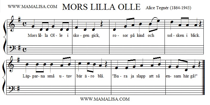 Partition musicale - Mors lilla Olle