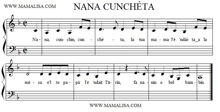 Partition musicale - Nana cuncheta