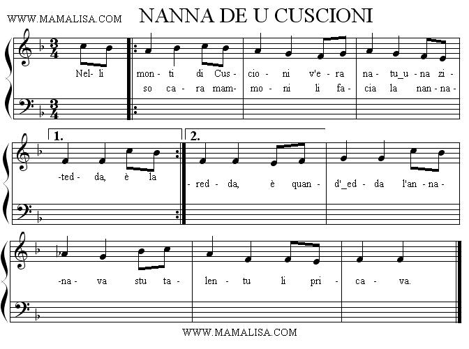 Partition musicale - Nanna di u Cuscionu