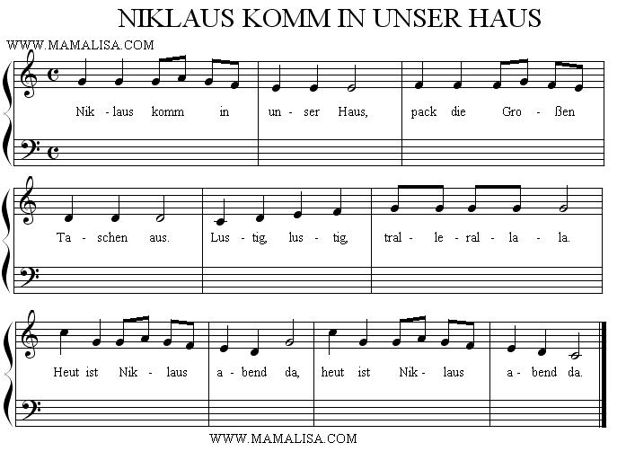 Partition musicale - Niklaus, komm in unser Haus