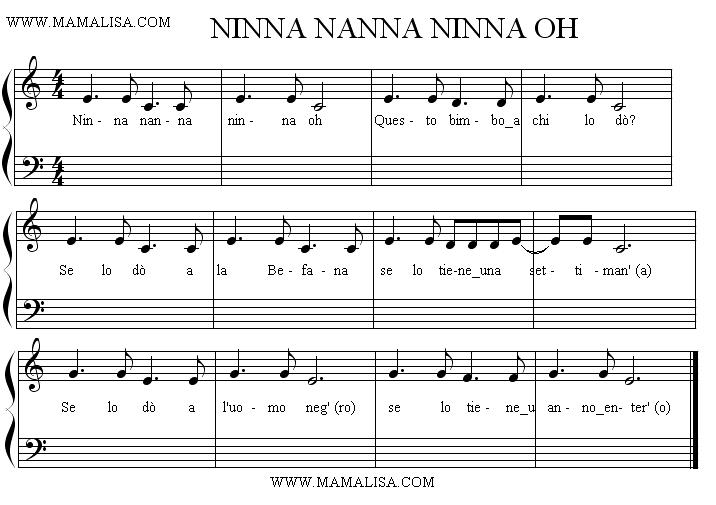 Partition musicale - Ninna nanna, ninna oh