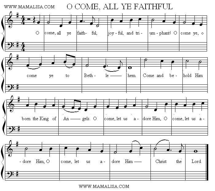 Partition musicale - O Come, All Ye Faithful 