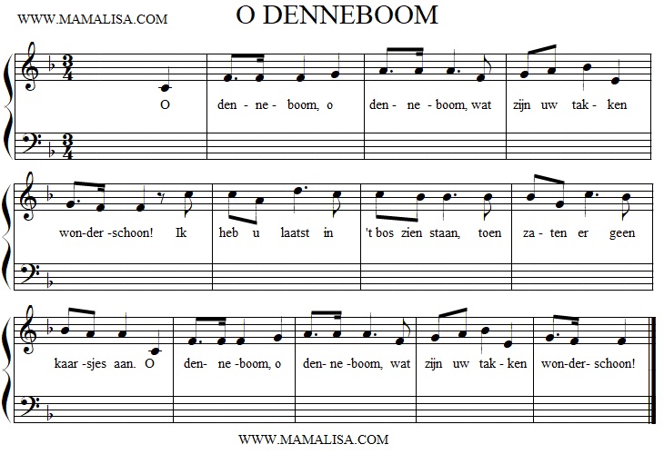 Partition musicale - O denneboom