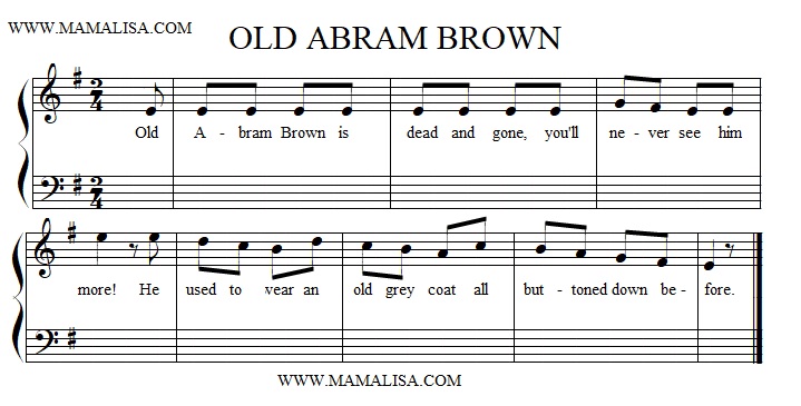 Sheet Music - Old Abram Brown is Dead and Gone