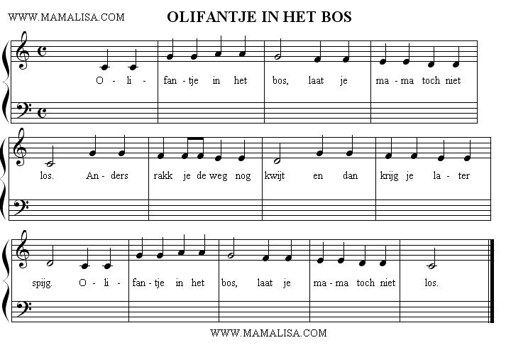 Partition musicale - Olifantje in het bos