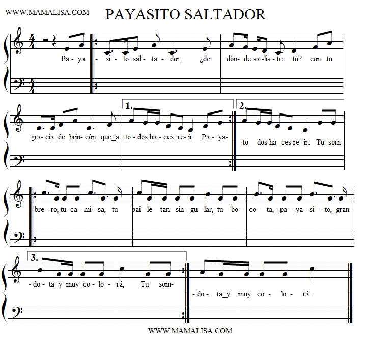 Partition musicale - Payasito saltador
