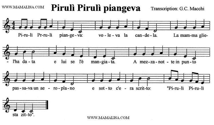 Sheet Music - Turli Turli piangeva