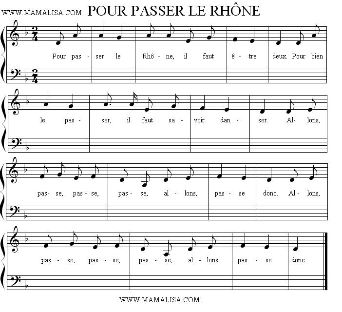 Partition musicale - Pour passer le Rhône