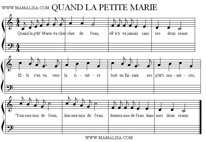 Sheet Music - Quand la p'tite Marie