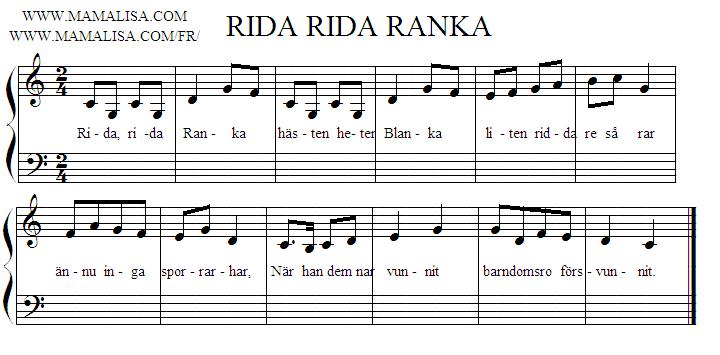 Sheet Music - Rida, rida ranka
