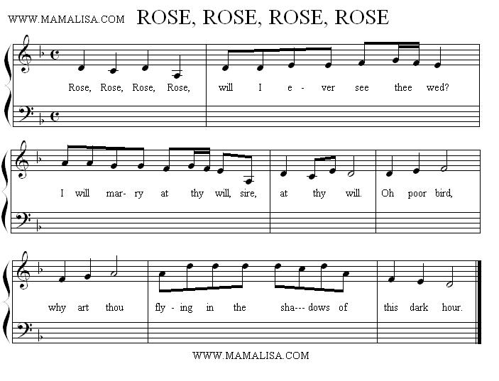 Partition musicale - Rose, Rose, Rose, Rose