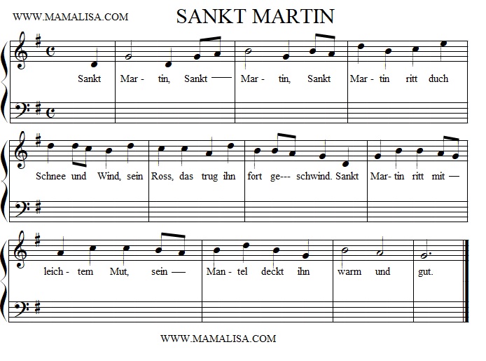 Partition musicale - Sankt Martin ritt durch Schnee und Wind
