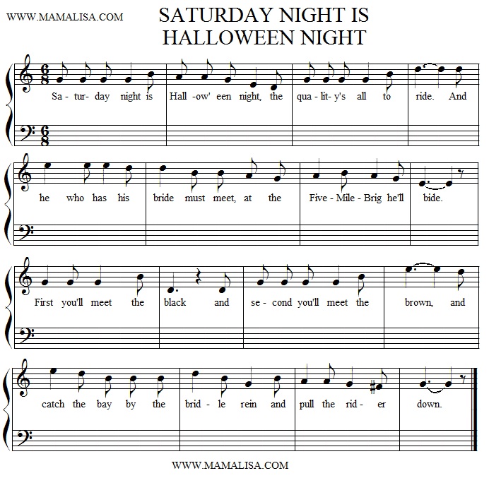 Sheet Music - Saturday Night is Hallowe'en Night