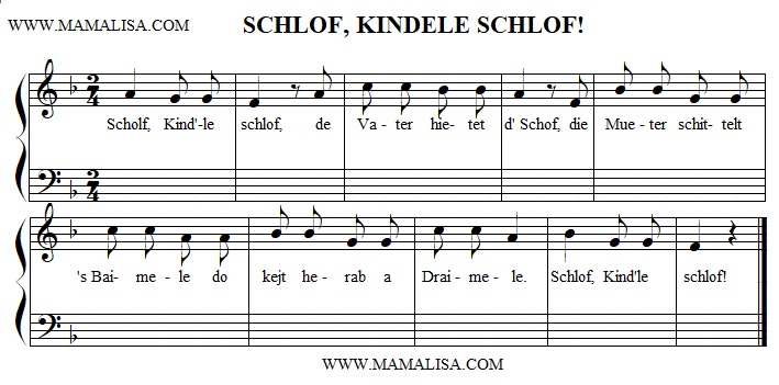 Sheet Music - Schlof, Kindele, schlof!