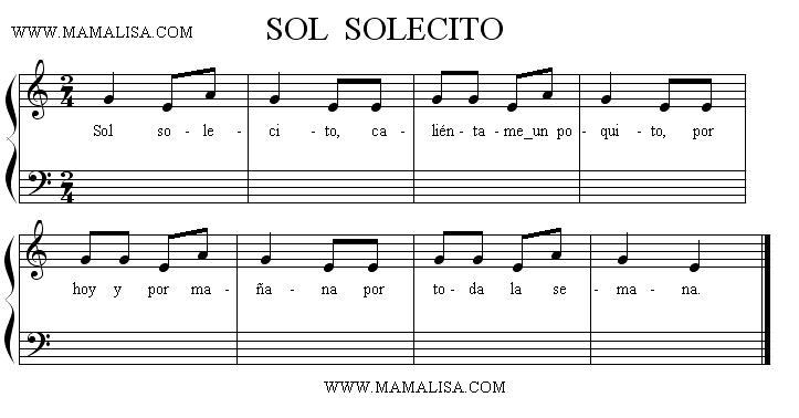Partition musicale - Sol, Solecito