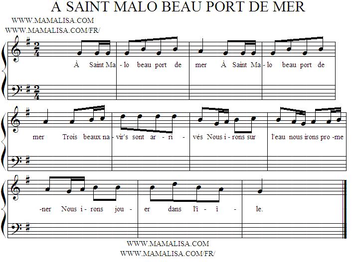 Partition musicale - À Saint Malo beau port de mer