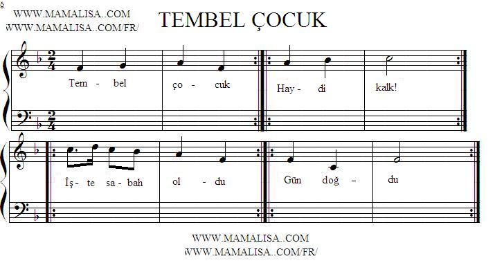 Partition musicale - Tembel çocuk