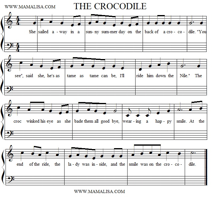 Partition musicale - The Crocodile