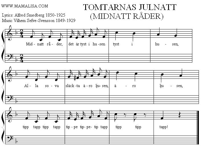 Partition musicale - Tomtarnas Julnatt