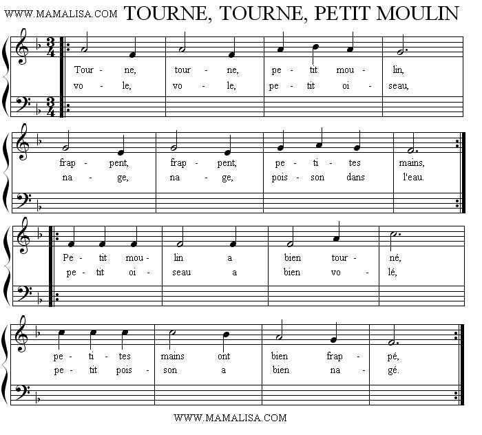 Sheet Music - Tourne, tourne, petit moulin