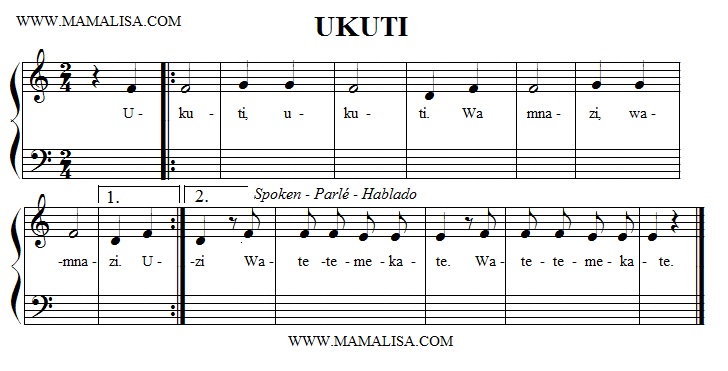 Sheet Music - Ukuti