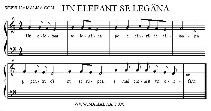 Partition musicale - Un elefant se legăna