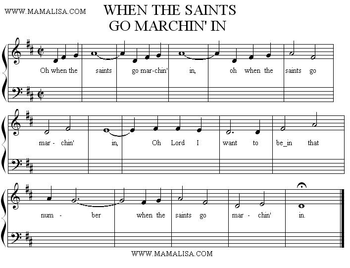 Partition musicale - When the Saints Go Marching In